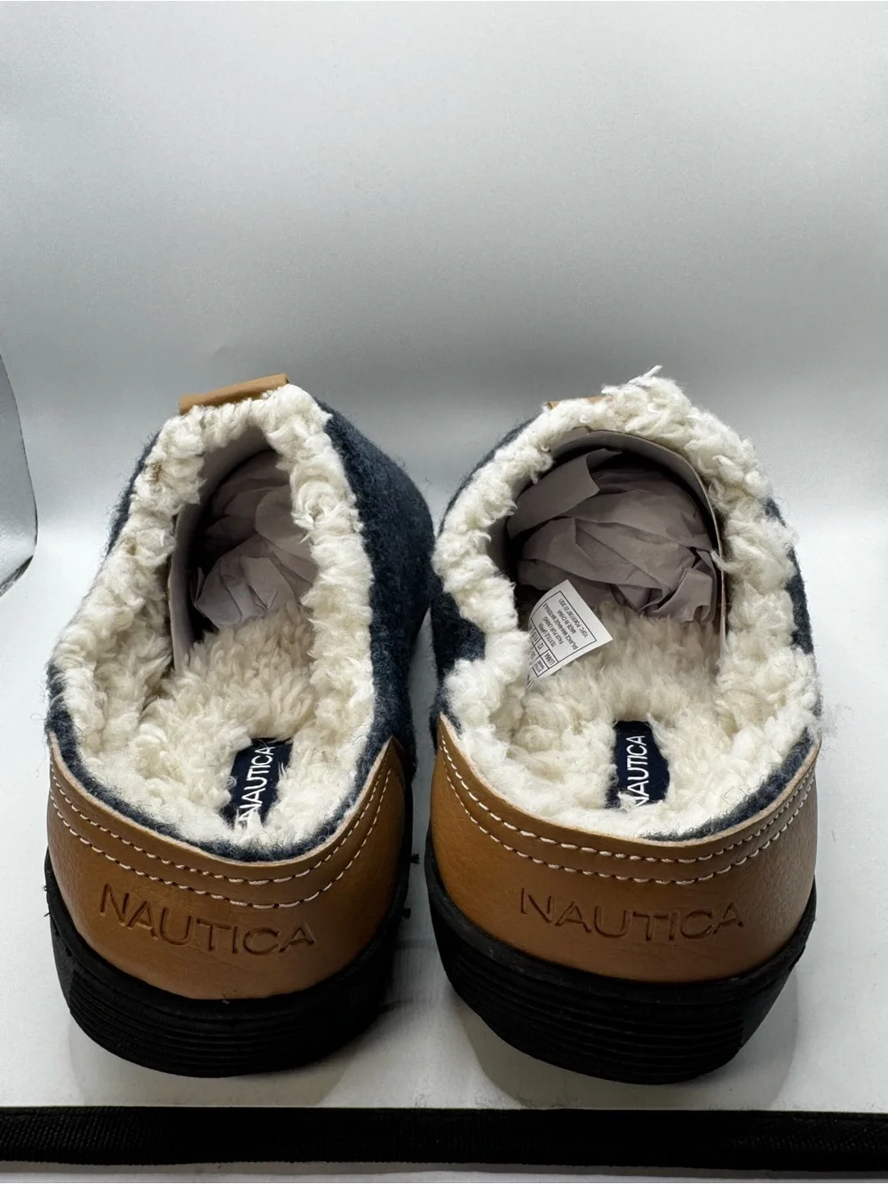 Nautica Men’s Dark Gray Slip-On Fleece Lined Slipper